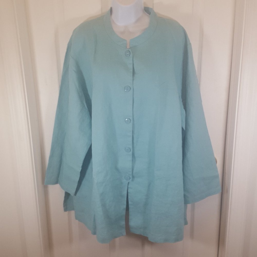 Silhousettes Blouse Jacket Light Blue Size 20W